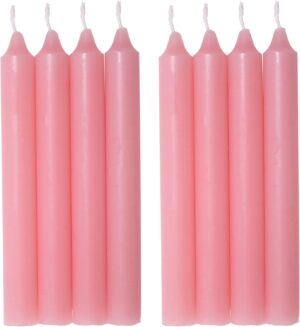 COM-FORT HOUSE- Vela de mesa Rosa - Pack velas de 8 Unidades - Velas Decorativas Sin Perfume - Velas para tu Hogar