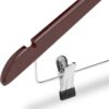 71Eq0qIJT2L._AC_SL1500_.jpg COM-FORT HOUSE | Percha de Madera con Pinzas de Metal | Color Nogal | Diseño Elegante | Gancho de Acero Inoxidable Giratorio | Pack de 12 Unidades de 45cm | Muescas para Tirantes |