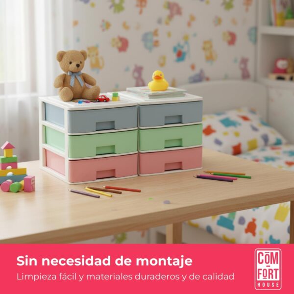 Cajonera Apilable de Plástico | Modelo Multicolor | Color Blanco | Modelo de 3 Cajones | Cajones de Almacenamiento Modular