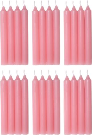 COM-FORT HOUSE- Vela de mesa Rosa - Pack velas de 24 Unidades - Velas Decorativas Sin Perfume - Velas para tu Hogar