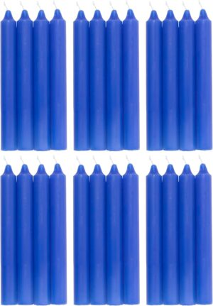 COM-FORT HOUSE- Vela de mesa Azul - Pack velas de 24 Unidades - Velas Decorativas Sin Perfume - Velas para tu Hogar