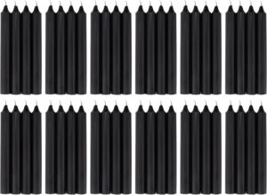 COM-FORT HOUSE- Vela de mesa Negra - Pack velas de 48 Unidades - Velas Decorativas Sin Perfume - Velas para tu Hogar