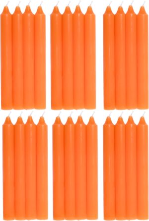 COM-FORT HOUSE- Vela de mesa Naranja - Pack velas de 24 Unidades - Velas Decorativas Sin Perfume - Velas para tu Hogar