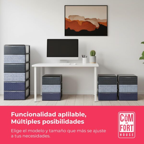71PrPkfNXrL._AC_SL1500_.jpg COM-FORT HOUSE | Cajonera Apilable de Plástico | Modelo Iris | Diseño Mosaico | Modelo de 3 Cajones | Cajones de Almacenamiento Modular