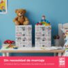 71Q283bAmAL._AC_SL1500_.jpg COM-FORT HOUSE | Cajonera Apilable de Plástico | Modelo Textos | Color Blanco| Modelo de 4 Cajones | Cajones de Almacenamiento Modular