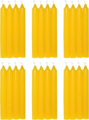 COM-FORT HOUSE- Vela de mesa Amarilla - Pack velas de 24 Unidades - Velas Decorativas Sin Perfume - Velas para tu Hogar