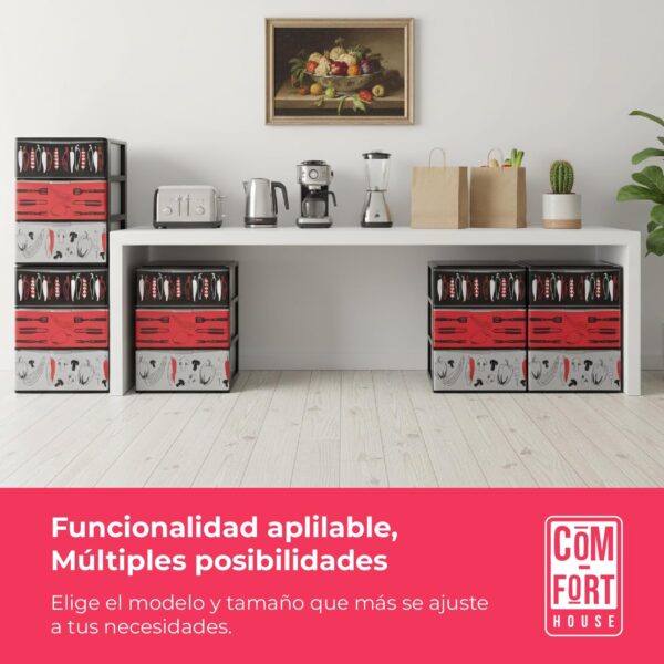 71SzCY6Z4L._AC_SL1500_.jpg COM-FORT HOUSE | Cajonera Apilable de Plástico | Modelo Iris | Diseño Cocina | Modelo de 3 Cajones | Cajones de Almacenamiento Modular
