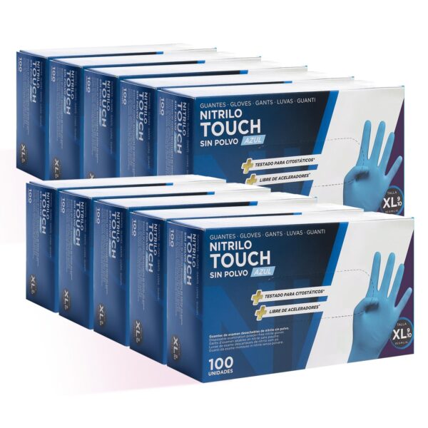 71T-nhy9l7L._SL1500_.jpg COM-FORT HOUSE - Guantes nitrilo desechables - Color Azul- Colección Touch - Guantes de Látex sin Polvo - Disponible en tallas XL 1000und