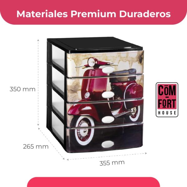 71TW9ZAGTeL._AC_SL1500_.jpg COM-FORT HOUSE | Cajonera Apilable de Plástico | Modelo Moto | Color Negro| Modelo de 4 Cajones | Cajones de Almacenamiento Modular