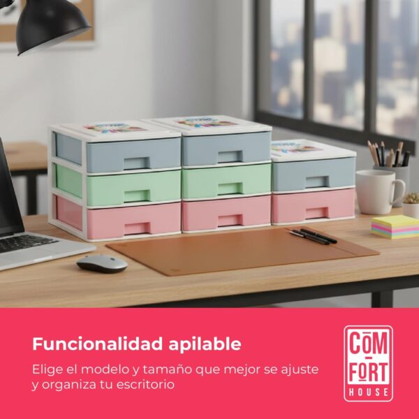Cajonera Apilable de Plástico | Modelo Multicolor | Color Blanco | Modelo de 3 Cajones | Cajones de Almacenamiento Modular