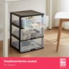 COM-FORT HOUSE | Cajonera Apilable de Plástico | Modelo Transparente | Color Negro | Modelo de 3 Cajones | Cajones de Almacenamiento Modular