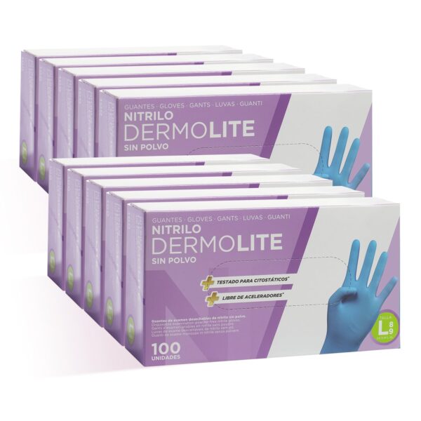 71UJ0tee6aL._SL1500_.jpg COM-FORT HOUSE - Guantes nitrilo desechables - Color Azul- Colección Dermolite - Guantes de Látex sin Polvo - Disponible en tallas L, 100 und