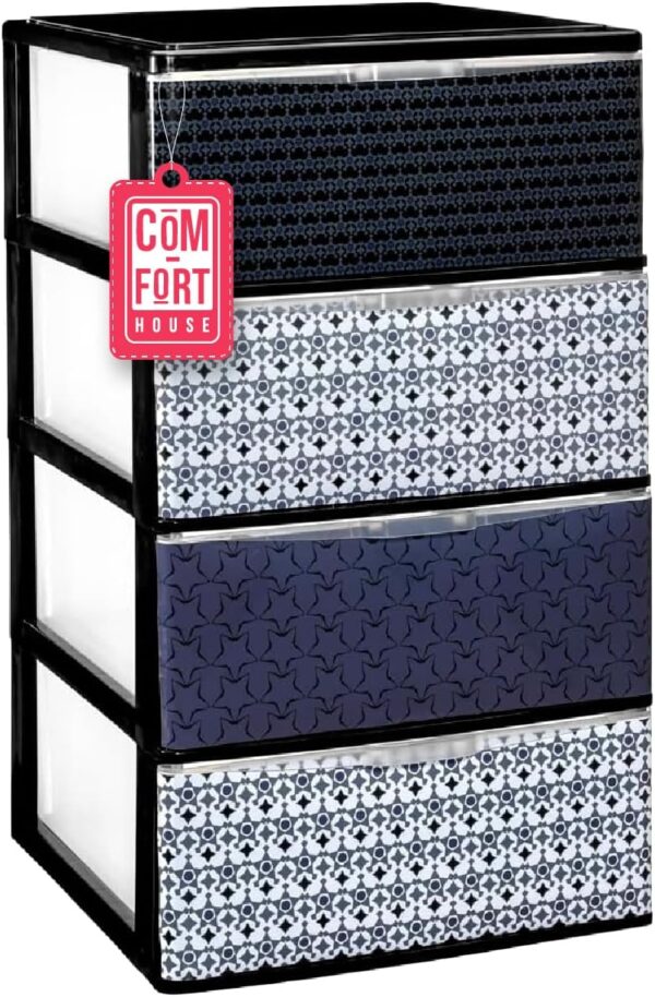 71UNN1ypCDL._AC_SL1500_.jpg COM-FORT HOUSE | Cajonera Apilable de Plástico | Modelo Iris | Diseño Mosaico | Modelo de 4 Cajones | Cajones de Almacenamiento Modular