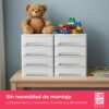 71V-gMssitL._AC_SL1500_.jpg COM-FORT HOUSE | Cajonera Apilable de Plástico | Modelo Lineas | Color Blanco| Modelo de 4 Cajones | Cajones de Almacenamiento Modular
