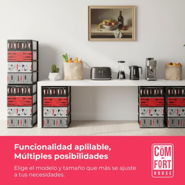71VE6jq5suL._AC_SL1500_.jpg COM-FORT HOUSE | Cajonera Apilable de Plástico | Modelo Iris | Diseño Cocina | Modelo de 4 Cajones | Cajones de Almacenamiento Modular