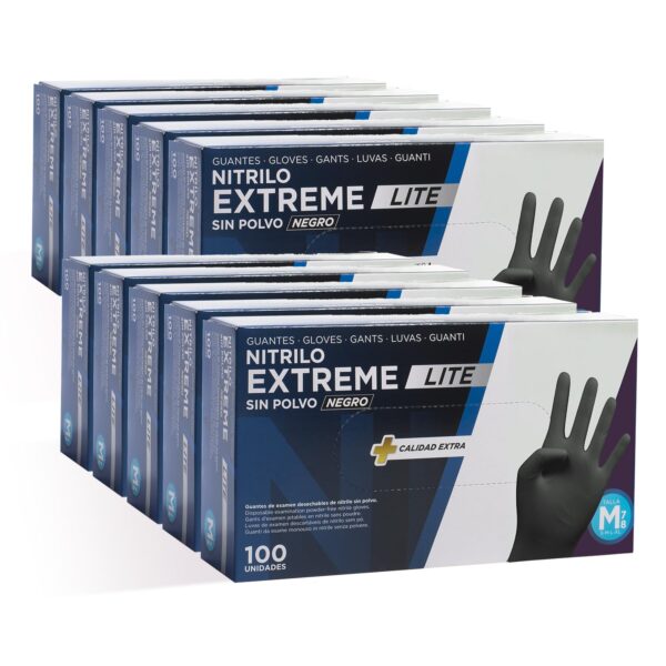 71WcJYhVtCL._SL1500_.jpg COM-FORT HOUSE - Guantes Nitrilo Resistentes - Color Negro- Colección Extreme Lite - Guantes de Látex sin Polvo - Disponible en tallas M, 1000 und