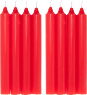 COM-FORT HOUSE- Vela de mesa Roja - Pack velas de 8 Unidades - Velas Decorativas Sin Perfume - Velas para tu Hogar