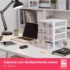 71aoTuPZHsL._AC_SL1500_.jpg COM-FORT HOUSE | Cajonera Apilable de Plástico | Modelo Textos | Color Blanco| Modelo de 4 Cajones | Cajones de Almacenamiento Modular