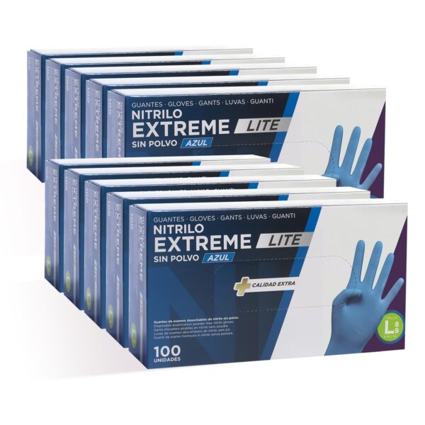 71bwDr9cL8L._SL1500_.jpg COM-FORT HOUSE - Guantes Nitrilo Resistentes - Color Azul- Colección Extreme Lite - Guantes de Látex sin Polvo - Disponible en tallas L, 1000 und