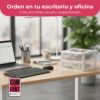 COM-FORT HOUSE | Cajonera Apilable de Plástico | Modelo Transparente | Color Blanco | Modelo de 2 Cajones | Cajones de Almacenamiento Modular