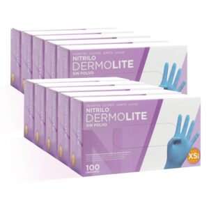 COM-FORT HOUSE - Guantes nitrilo desechables - Color Azul- Colección Dermolite - Guantes de Látex sin Polvo - Disponible en tallas XS, 100und