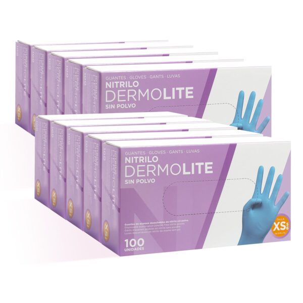 71eWVCBbzGL._SL1500_.jpg COM-FORT HOUSE - Guantes nitrilo desechables - Color Azul- Colección Dermolite - Guantes de Látex sin Polvo - Disponible en tallas XS, 100und