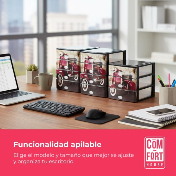 71hPD8hNLaL._AC_SL1500_.jpg COM-FORT HOUSE | Cajonera Apilable de Plástico | Modelo Moto | Color Negro| Modelo de 4 Cajones | Cajones de Almacenamiento Modular