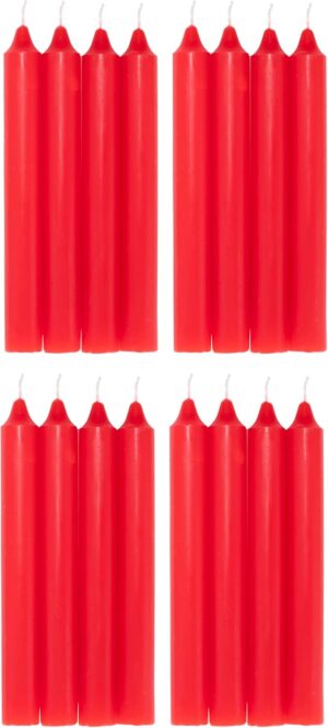 COM-FORT HOUSE- Vela de mesa Roja - Pack velas de 16 Unidades - Velas Decorativas Sin Perfume - Velas para tu Hogar