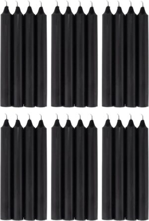 COM-FORT HOUSE- Vela de mesa Negra - Pack velas de 24 Unidades - Velas Decorativas Sin Perfume - Velas para tu Hogar