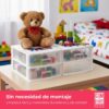 COM-FORT HOUSE | Cajonera Apilable de Plástico | Modelo Transparente | Color Blanco | Modelo de 2 Cajones | Cajones de Almacenamiento Modular