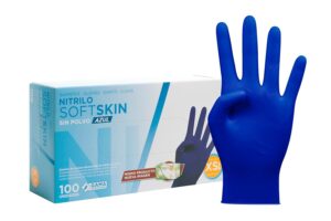 71m9BtWy2GL._SL1500_.jpg COM-FORT HOUSE - Guantes nitrilo desechables - Color Azul- Colección Softskim - Guantes de Látex sin Polvo - Disponible en tallas XS, 100und