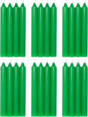 COM-FORT HOUSE- Vela de mesa Verda - Pack velas de 24 Unidades - Velas Decorativas Sin Perfume - Velas para tu Hogar