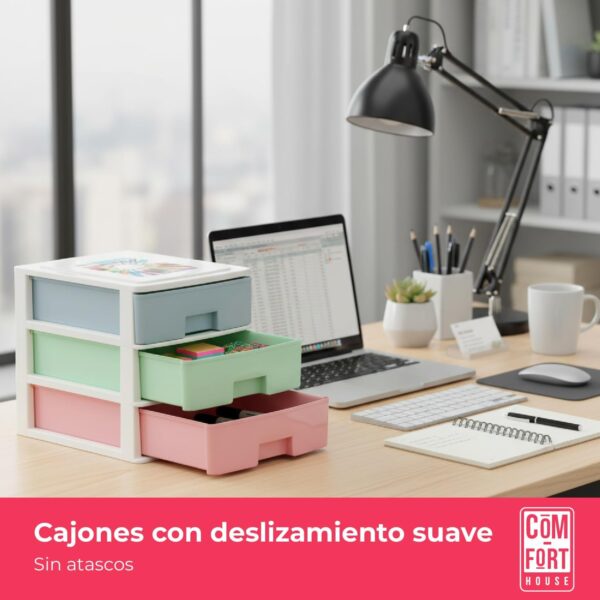 Cajonera Apilable de Plástico | Modelo Multicolor | Color Blanco | Modelo de 3 Cajones | Cajones de Almacenamiento Modular