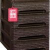 71oyHl5yHwL._AC_SL1500_.jpg COM-FORT HOUSE | Cajonera Apilable de Plástico | Modelo Bambú | Color Wengue | Modelo de 4 Cajones | Cajones de Almacenamiento Modular