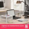 COM-FORT HOUSE | Cajonera Apilable de Plástico | Modelo Transparente | Color Blanco | Modelo de 2 Cajones | Cajones de Almacenamiento Modular