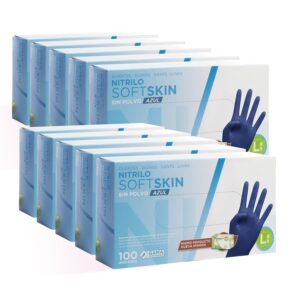 71rbCeDwzL._SL1500_.jpg COM-FORT HOUSE - Guantes nitrilo desechables - Color Azul- Colección Softskim - Guantes de Látex sin Polvo - Disponible en tallas , L, 1000 und