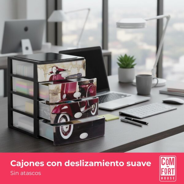 71s8wNQR0cL._AC_SL1500_.jpg COM-FORT HOUSE | Cajonera Apilable de Plástico | Modelo Moto | Color Negro| Modelo de 4 Cajones | Cajones de Almacenamiento Modular
