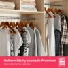 Pack de 10 Perchas de Madera Maciza Nogal con Gancho Giratorio 360° y Muescas Antideslizantes - con Barra para Pantalones - Alta Resistencia