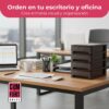71tuMBUE-AL._AC_SL1500_.jpg COM-FORT HOUSE | Cajonera Apilable de Plástico | Modelo Bambú | Color Wengue | Modelo de 4 Cajones | Cajones de Almacenamiento Modular