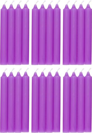 COM-FORT HOUSE- Vela de mesa Lila - Pack velas de 24 Unidades - Velas Decorativas Sin Perfume - Velas para tu Hogar