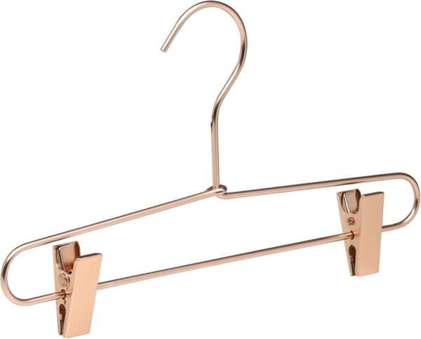 COM-FORT HOUSE Percha de Aluminio con Pinzas para Falda, Color Dorado. Pack de 8 y 14 Und. Perchas de Metal de 32 cm, Inoxidable y Resistentes. 14 Und.