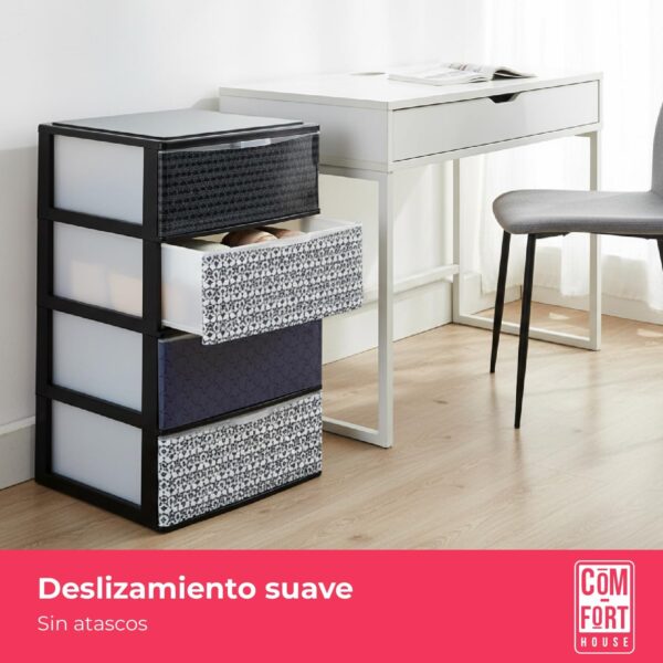 71vximR3pLL._AC_SL1500_.jpg COM-FORT HOUSE | Cajonera Apilable de Plástico | Modelo Iris | Diseño Mosaico | Modelo de 4 Cajones | Cajones de Almacenamiento Modular