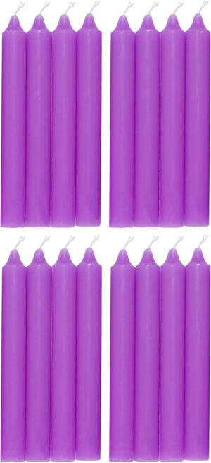 COM-FORT HOUSE- Vela de mesa Lila - Pack velas de 16 Unidades - Velas Decorativas Sin Perfume - Velas para tu Hogar