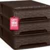 71zB5h076kL._AC_SL1500_.jpg COM-FORT HOUSE | Cajonera Apilable de Plástico | Modelo Bambú | Color Wengue| Modelo de 3 Cajones | Cajones de Almacenamiento Modular