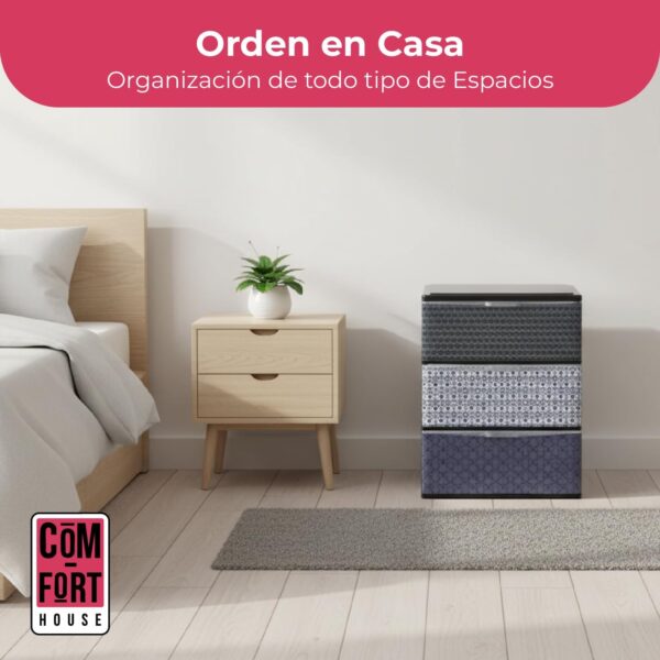 71zT8L3rSLL._AC_SL1500_.jpg COM-FORT HOUSE | Cajonera Apilable de Plástico | Modelo Iris | Diseño Mosaico | Modelo de 3 Cajones | Cajones de Almacenamiento Modular