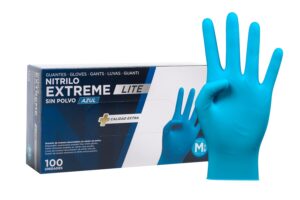 71zgpXzpbYL._SL1500_.jpg COM-FORT HOUSE - Guantes Nitrilo Resistentes - Color Azul- Colección Extreme Lite - Guantes de Látex sin Polvo - Disponible en tallas M, 100 und