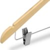 COM-FORT HOUSE | Percha de Madera Maciza | Color Blanco, Natural | Percha de Madera Maciza con Pinzas | Gancho Giratorio | Ideal para Faldas Pantalones y Vaqueros
