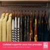 Pack de 10 Perchas de Madera Maciza Nogal con Gancho Giratorio 360° y Muescas Antideslizantes - con Barra para Pantalones - Alta Resistencia