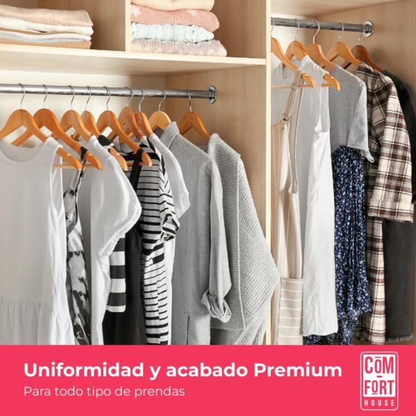 COM-FORT HOUSE | Perchas de Madera | Color Natural | Diseño Elegante | Madera Maciza | Perchas con Garra | para Trajes | Pack de 40 Unidades | Gancho de Acero Inoxidable Giratorio |