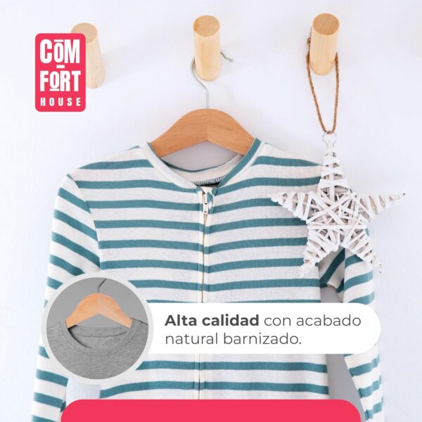 COM-FORT HOUSE | Perchas de Madera | Color Natural | Diseño Elegante | Madera Maciza | Perchas con Garra | para Trajes | Pack de 40 Unidades | Gancho de Acero Inoxidable Giratorio |